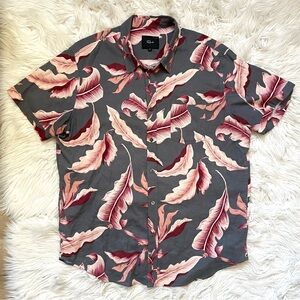 Rails Men’s Carson Crimson Paradise Frond Palm Linen Blend Button Up Shirt XL